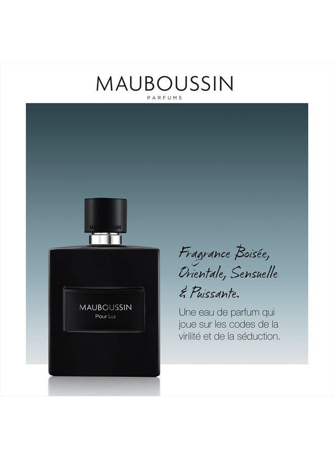 MAUBOUSSIN - Pour Lui In Black 100ml (3.3 Fl Oz) - Eau de Parfum for Men - Woody & Oriental Scents - Image 1