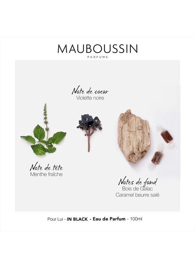 MAUBOUSSIN - Pour Lui In Black 100ml (3.3 Fl Oz) - Eau de Parfum for Men - Woody & Oriental Scents - Image 1