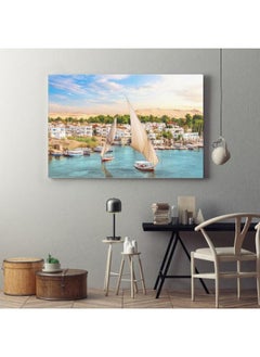 Home Gallery home gallery traditional view aswan nile sailboats egypt Printed Canvas wall art  - Image 1