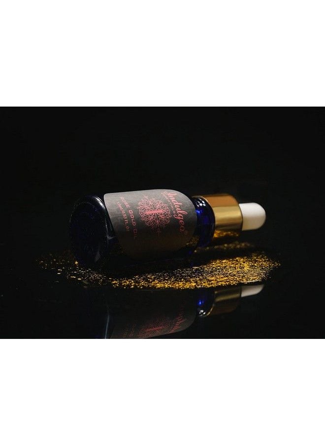 Indulgeo ESSENTIALS Rose Gold Beauty Oil 15Ml 24K Gold Infused Makeup Face Primer Lightweightelixir For Face Lips Neck Glow Serum For All Skin Types; Primer 100% Organic  - Image 4