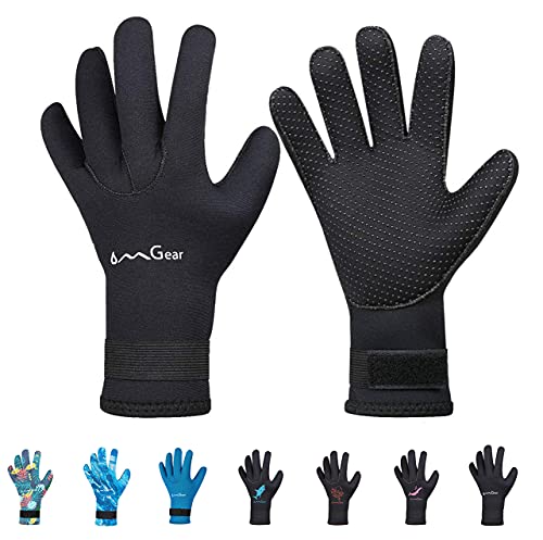 OMGear Neoprene Gloves Diving Wetsuit Gloves 3mm Glued Anti-Slip Flexible Thermal with Adjustable Waist Strap for Snorkeling Scuba Diving Surfing Kayaking Rafting Spearfishing Sailing (5mm Black, S) - Image 5