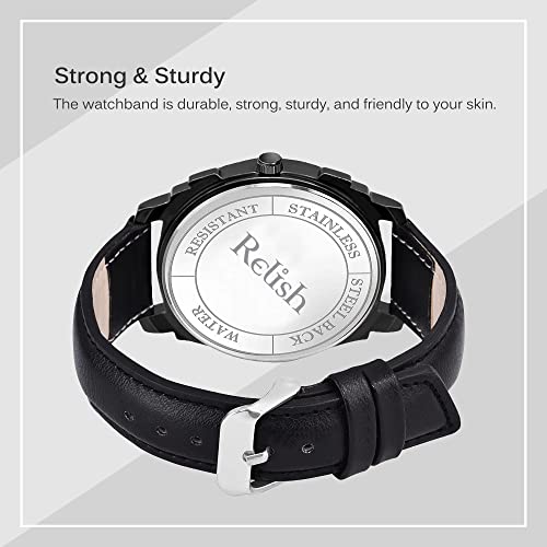 Relish Analogue Men's Watch (Black Dial & Strap) - Image 3