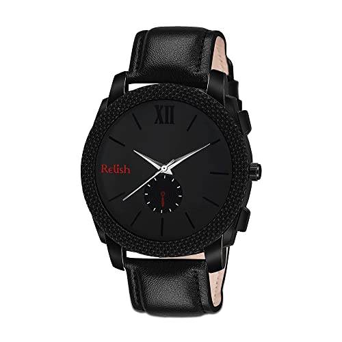 Relish Analogue Men's Watch (Black Dial & Strap) - Image 1