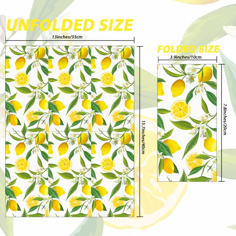Tevxj 50PCS Lemon Guest Towels Lemon Yellow Citrus Fruit Hand Napkins Paper Napkin Hand Towel Disposable for Bathroom Wedding Holiday Anniversary Birthday Party Bridal Baby Shower Decorative Towels - Image 2