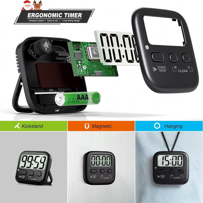 Antonki 2 Pack Digital Timer for Kids, Magnetic Countdown Kitchen Timers for Cooking, Egg, Classroom, Teacher, Exercise, Study, Oven - Battery Included - Image 5