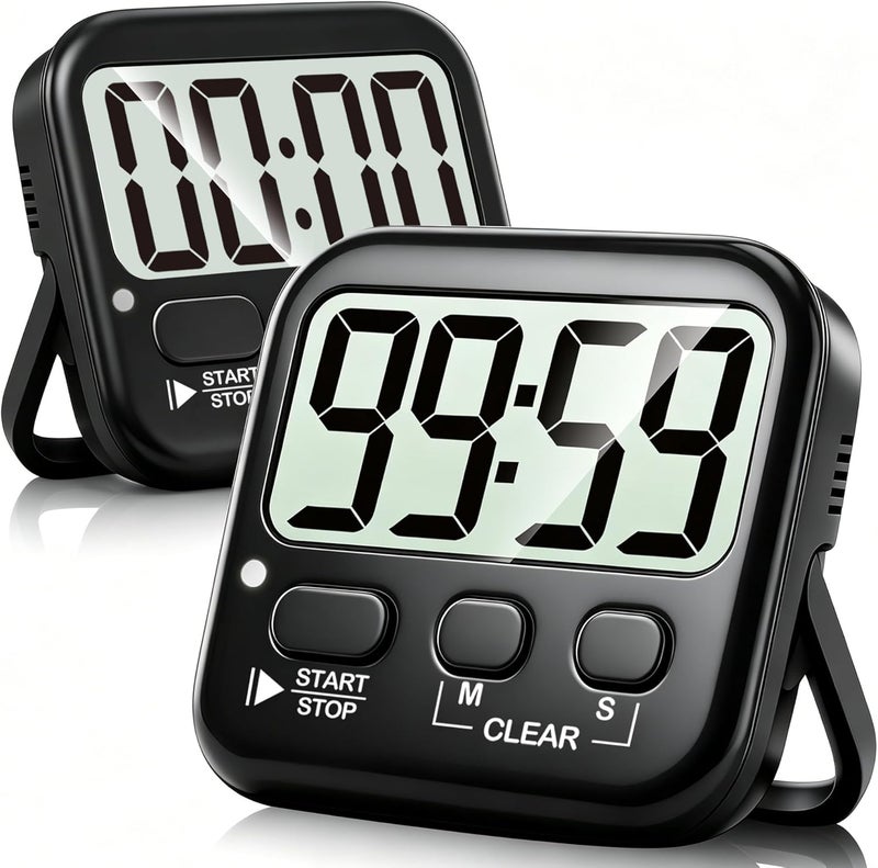 Antonki 2 Pack Digital Timer for Kids, Magnetic Countdown Kitchen Timers for Cooking, Egg, Classroom, Teacher, Exercise, Study, Oven - Battery Included - Image 1