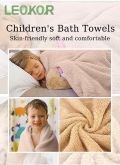 LEOKOR Kids Bath Towel for 1-12 Years Hooded Ultra Soft Towel Highly Absorbent Bathrobe Children's Cloak Bath Towel Pure Cotton Bathrobe with Hood Wear Cloak 90*150cm, Brown  - Image 3