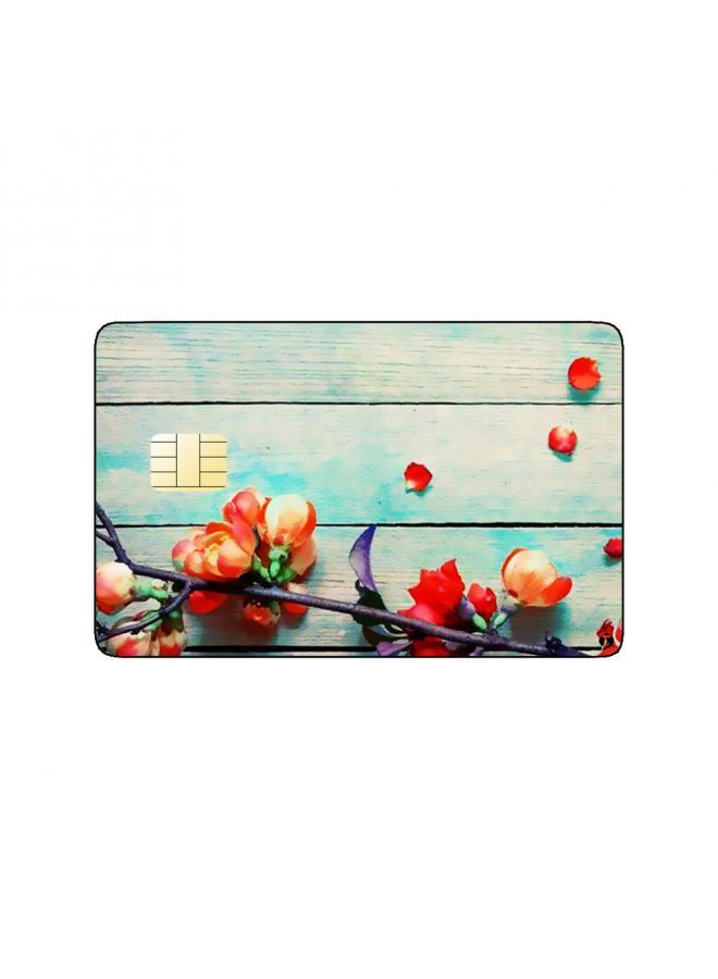 RKN PRINTED BANK CARD STICKER Beautiful Wooden Wall With Flowers Drawing - Image 1