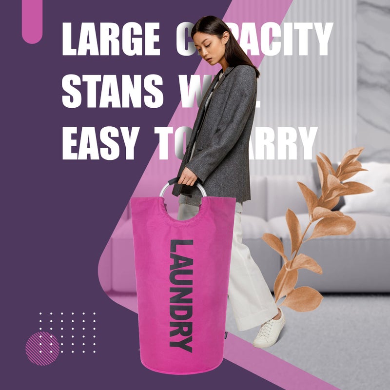 Caroeas 95L Pro Large Laundry Basket (13 Colors), Waterproof Laundry Hamper, Laundry Bag with Padded Handles, Clothes Hamper Stands Up Well, Collapsible Laundry Basket Easy Storage(Purple) - Image 3