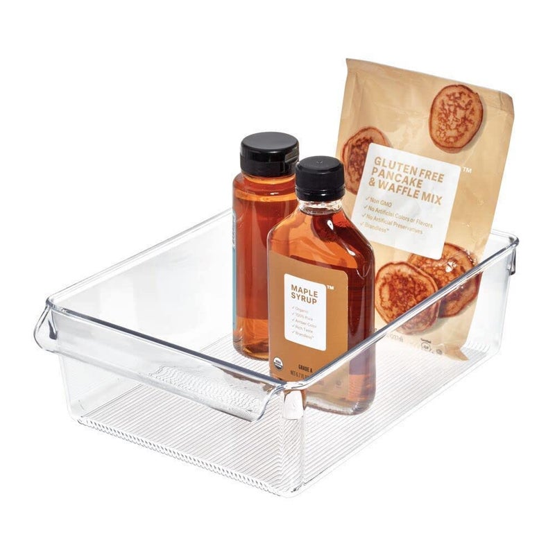 iDesign Linus Plastic Fridge and Freezer Storage Organizer Bin with Handle Clear Container for Food Drinks Produce Organization 8 x 115 x 35 Clear