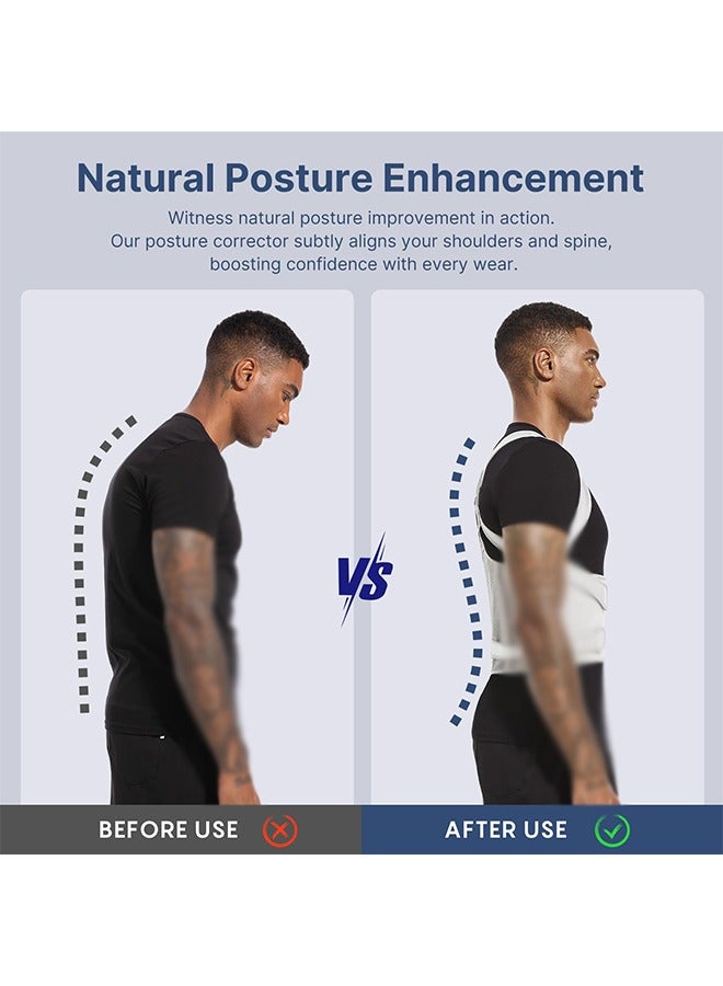 Posture Corrector & Adjustable Back Brace for Pain Relief, Enhances Posture and Provides Lumbar Support , for Women and Men Upper and Lower Back Straightener, Breathable Back Support (Grey) - Image 2