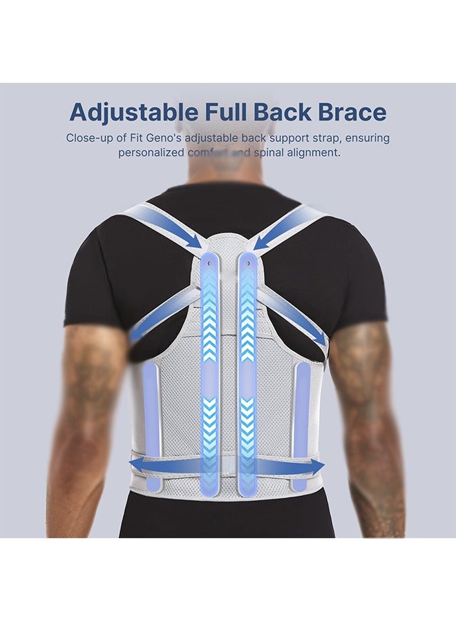 Posture Corrector & Adjustable Back Brace for Pain Relief, Enhances Posture and Provides Lumbar Support , for Women and Men Upper and Lower Back Straightener, Breathable Back Support (Grey) - Image 4