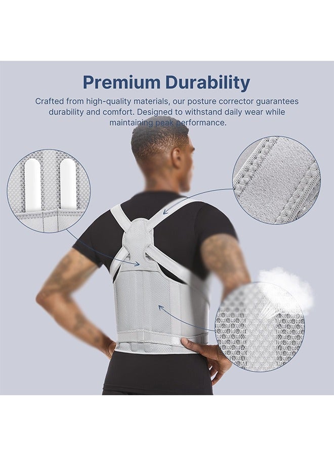 Posture Corrector & Adjustable Back Brace for Pain Relief, Enhances Posture and Provides Lumbar Support , for Women and Men Upper and Lower Back Straightener, Breathable Back Support (Grey) - Image 5