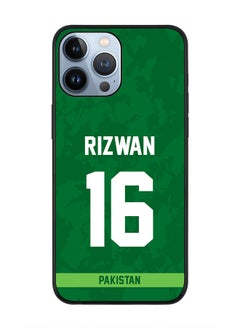 Rugged Black Edge Case iPhone 13 Pro Max, Slim fit Soft Case Flexible Rubber Edges Thin Cover - Player Name - Mohammad Rizwan, Jersey Number- 16