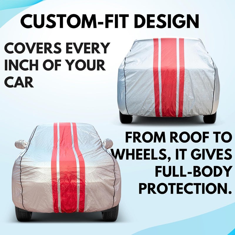 ASHU AYSHU Waterproof Car Cover for Maruti Suzuki Celerio | Mirror & Antenna Pocket | Anti-Scratch Soft Cotton Inner Layer | Triple Stitched | Heat Resistant Metallic Silver | All-Weather Protection - Image 4