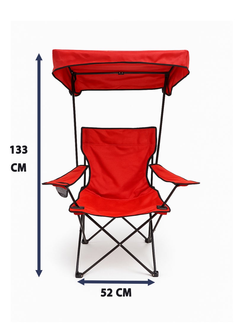 دي بلو كرسي قابل للطي مع مظلة ظل – إطار فولاذي متين، مقعد ومسند ظهر مبطنان من قماش أكسفورد، أرجل غير قابلة للانزلاق، مثالي للتخييم والشاطئ والحديقة والسفر - Image 2