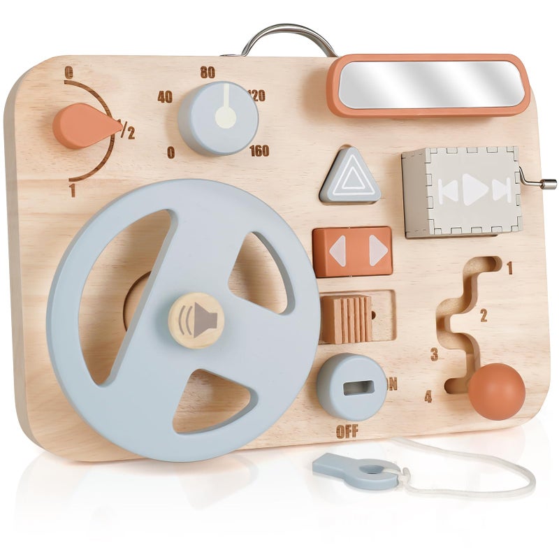 Vanplay Montessori Busy Board for Toddlers Wooden Montessori Toys Aesthetic Sensory Activity Board for Fine Motor Skills Travel Busy Board Educational Sensory Toys for Boys and Girls