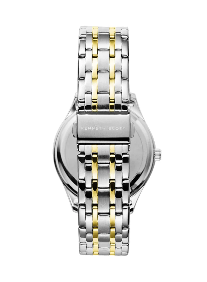 كينيث سكوت Kenneth Scott Men's Quartz Movement Watch, Analog Display and Stainless Steel Strap - K22014-TBTW, Two-Tone Gold