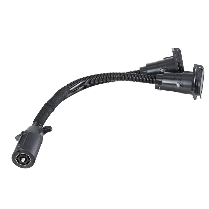 Oyviny 7 Way Y Splitter Trailer Adapter for Pulling Slide in Camper and Trailer, 7 Way Female to Dual 7 Way Male Trailer Connector 20.5 Inches - Image 4
