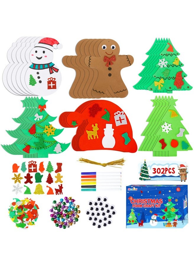 ماكس فن مجموعة ملصقات من 302 قطعة من Max Fun، مجموعة أدوات حرفية على شكل شجرة عيد الميلاد، قبعة شجرة عيد الميلاد، رجل ثلج، ديكورات عيد الميلاد للأطفال، لوازم هدايا الحفلات - Image 1