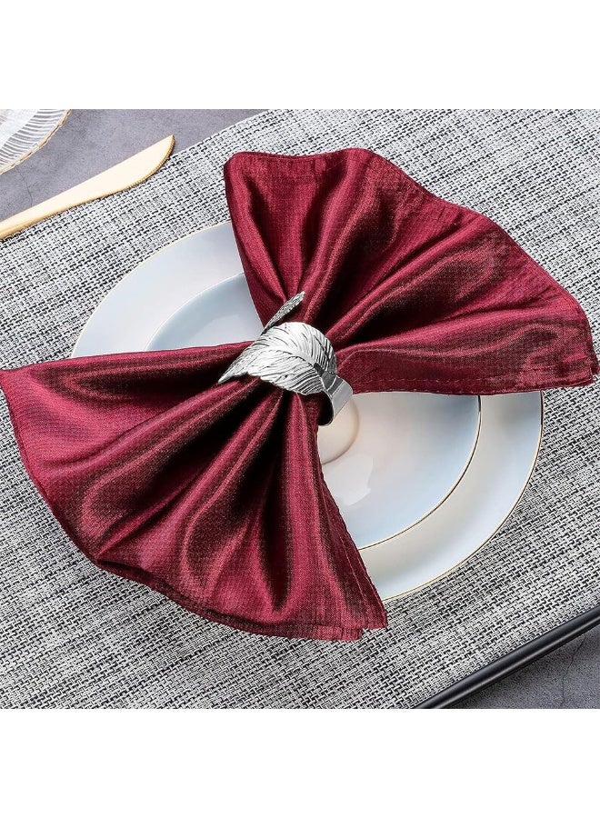 JZS Napkin Rings, 10 Pcs Set Silver Leaf Napkin Rings Napkin Holder for Birthday Wedding Party Decorations Leaf Silver Dinner Napkins Rings Metal Holders for Cloth Napkins(Silver) - Image 4