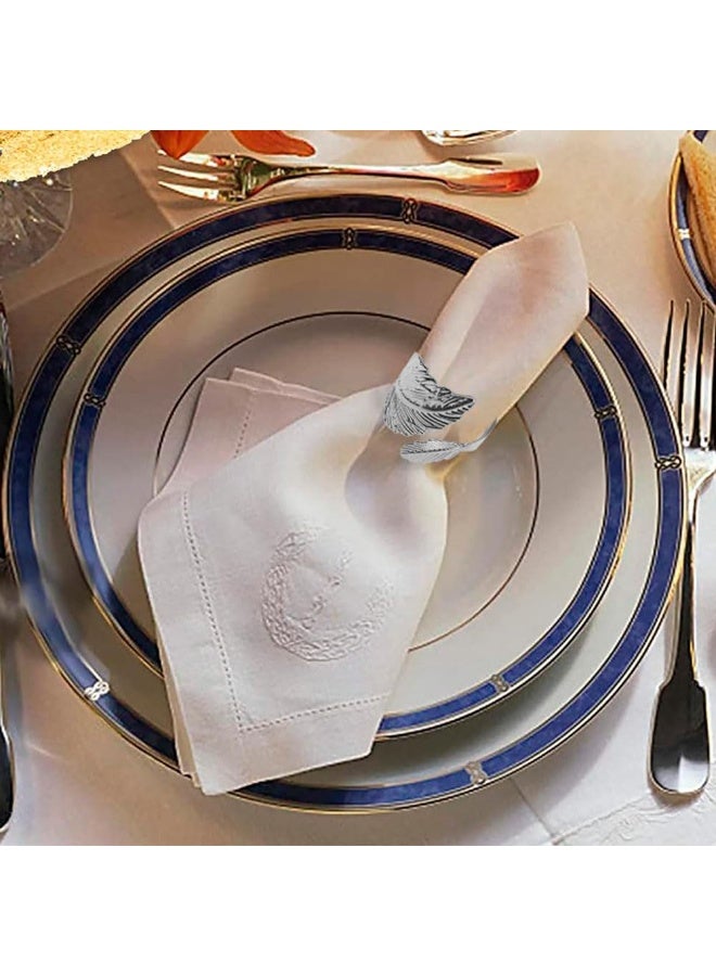 JZS Napkin Rings, 10 Pcs Set Silver Leaf Napkin Rings Napkin Holder for Birthday Wedding Party Decorations Leaf Silver Dinner Napkins Rings Metal Holders for Cloth Napkins(Silver) - Image 5