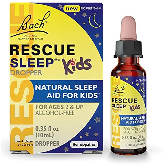 RESCUE Bach RESCUE SLEEP KIDS Dropper 10mL, Natural Sleep & Stress Relief Aid, Homeopathic Flower Essence, Free of Melatonin, Sugar & Gluten, Kid-Friendly, Non-alcohol Formula - Image 1