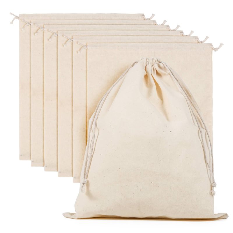 Cotton Drawstring Bags 25 X 30 Cm Eco-Friendly Reusability For Everyday Storage - Blank Canvas For Unlimited Creativity Muslin Pouches for Home Organization - Image 1