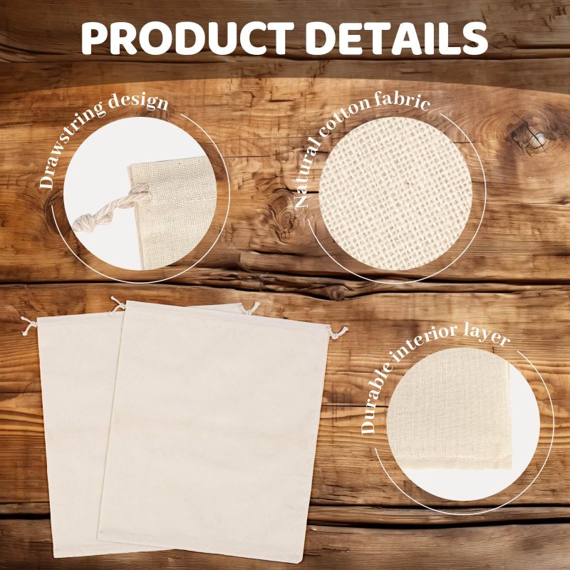 Cotton Drawstring Bags 25 X 30 Cm Eco-Friendly Reusability For Everyday Storage - Blank Canvas For Unlimited Creativity Muslin Pouches for Home Organization - Image 3