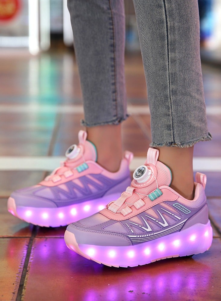 HFXC LED Light Up Roller Skates for Kids Boys Girls Beginner Rechargeable 4 Wheels Sport Sneakers New Upgrade Balanced Shoes for Everyday Use - Image 4