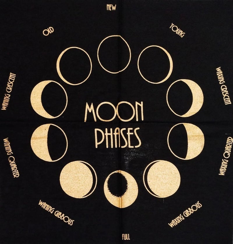 Doraya Altar Cloth Moon Phases Witchcraft Alter Tarot Spread Top Cloth Wiccan Square Spiritual Sacred Cloth Small 18x18 Inches Golden Basic Moon Phases