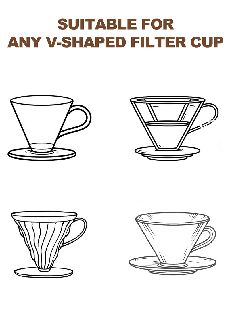 Generic Coffee Filters, White Size#2,100 Counts 1-4Cups V02 Disposable Coffee Filter Paper Cone, Compatible with V60 For Pour Over Droppers and Drip Coffee Maker.  (white)  - Image 5