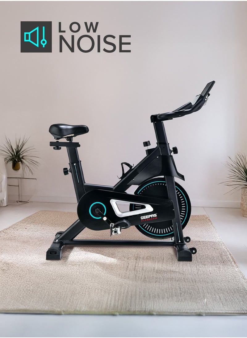 GEEPAS Spin Bike Low Noise with Emergency Break and Digital Display| Adjustable Seat, Handlebar, Resistance | Perfect for Home Workout, Weight Loss Training, Endurance Building, Fitness| GFT90004  - Image 3