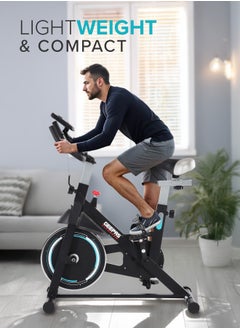 GEEPAS Spin Bike Low Noise with Emergency Break and Digital Display| Adjustable Seat, Handlebar, Resistance | Perfect for Home Workout, Weight Loss Training, Endurance Building, Fitness| GFT90004  - Image 1