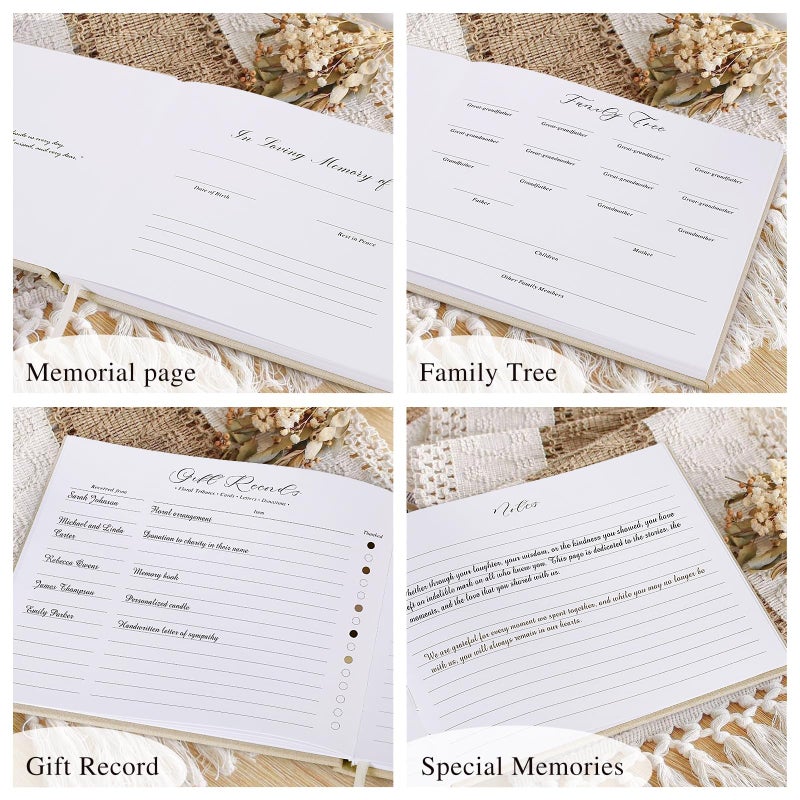 Lanpn Funeral Guest Book for Memorial Service, Linen in Loving Memory Registry Guest Book, Funeral Favors Sign in Books for Guests Celebration of Life Memory Book for Funeral with Table Sign, Blue - Image 4