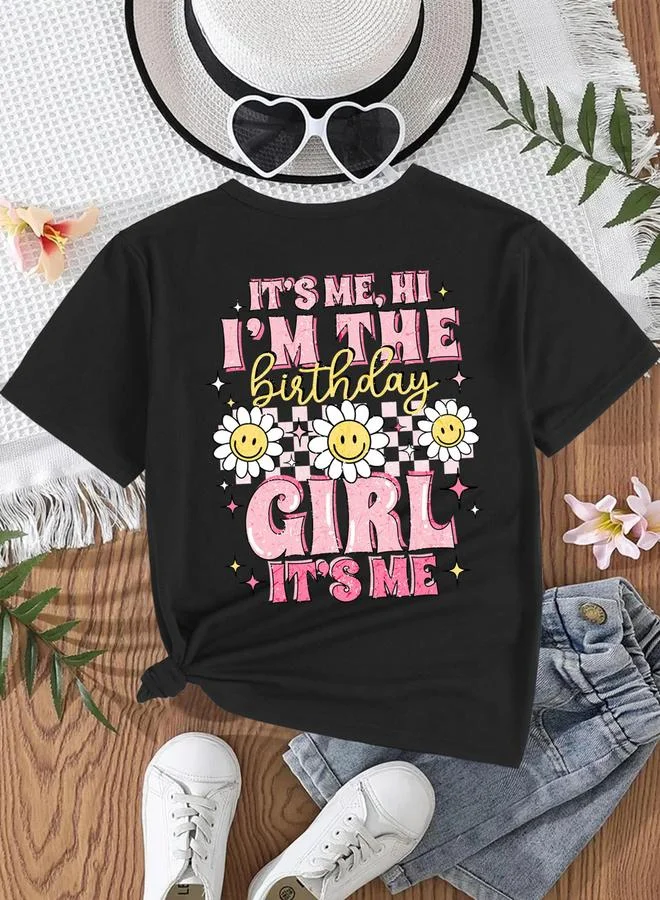 Take Two Take Two Girl Black Birthday Graphic Print T-Shirt