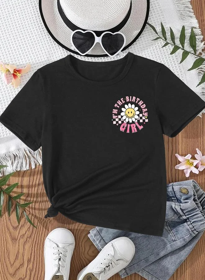 Take Two Take Two Girl Black Birthday Graphic Print T-Shirt