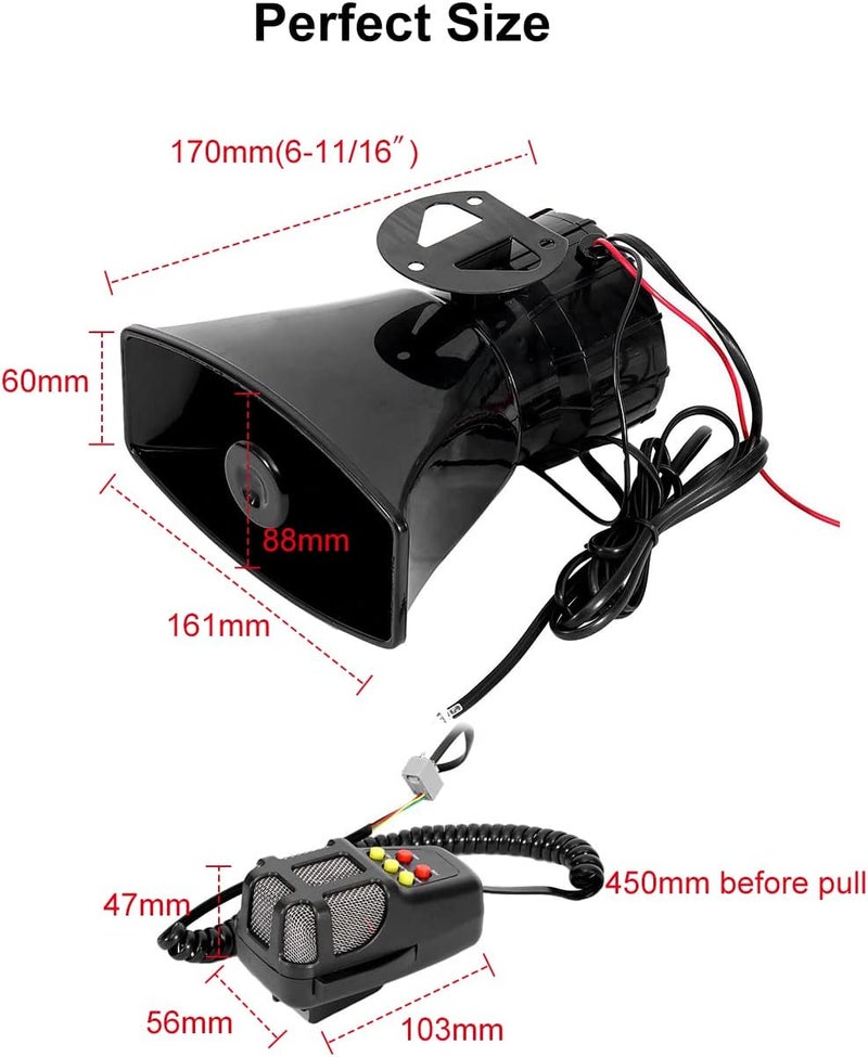 Partol Car Siren Horn 5 Tone Vehicle Siren Speaker with Mic PA Speaker System 100W Emergency Sound Amplifier with Microphone - Image 5