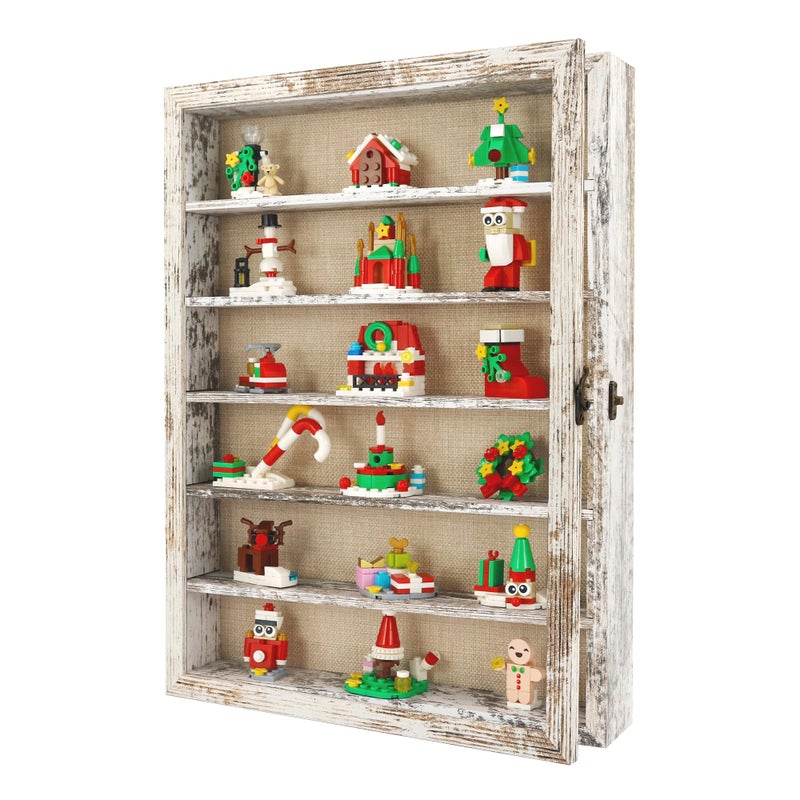 FramePro Shadow Box Frame Display Case 12x16 with Removable Shelves Deep Memory Box Trinket Knick Knack Shelf Cabinet for Collector Keepsake Coins Military Medals Wedding Flowers White
