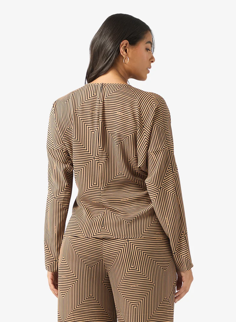 كالفن كلاين قميص طويل الأكمام كاجوال