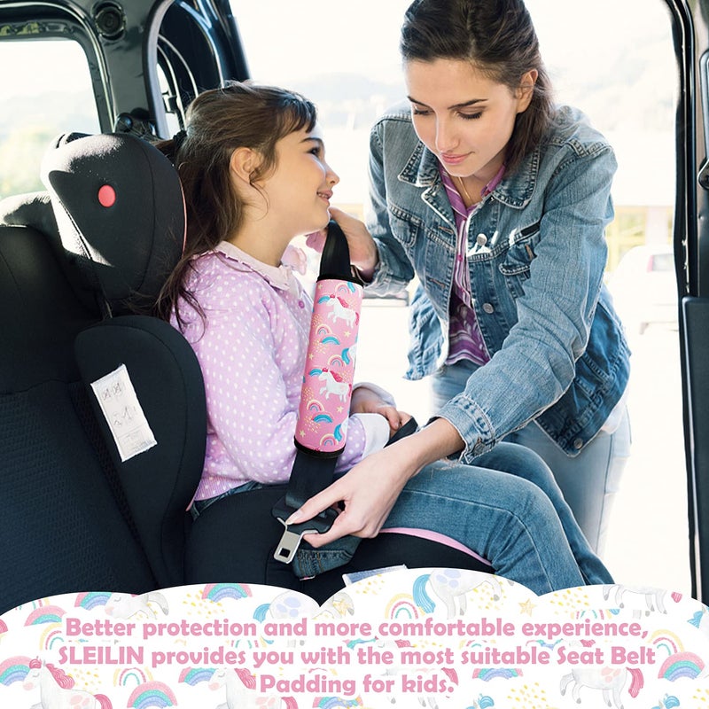 SLEILIN Seat Belt Cover for Kids, Seat Belt Pad for Boys Girls, Car Seat Straps Shoulder Pads for Kids, Kid's Seat Belt Cushion, Shoulder Strap Pad, 1 Piece ï¼ˆUnicornï¼‰ - Image 4