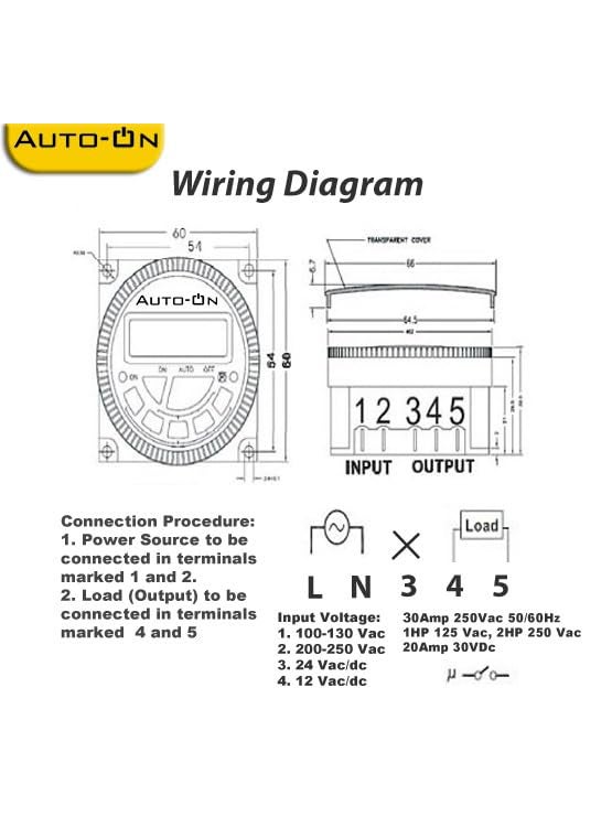 Auto-ON - AutoON Digital Timer Programmable Time Switch with LCD 4 Pin Pack of 1 - Image 1