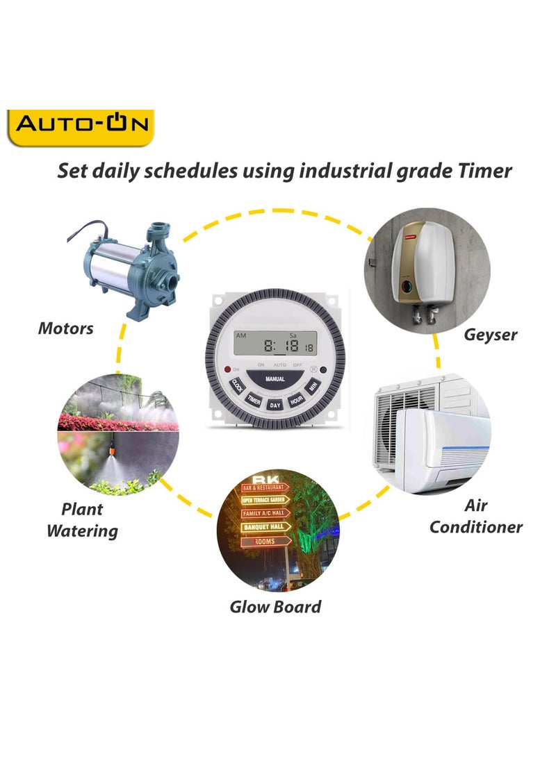Auto-ON - AutoON Digital Timer Programmable Time Switch with LCD 4 Pin Pack of 1 - Image 1