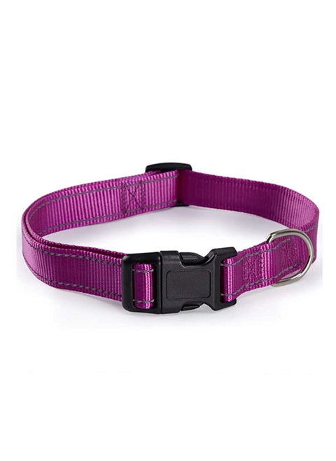 Reflective Dog Collar with Safety Locking Buckle Adjustable Nylon Pet Collars Quick Release for Small Medium and Large Dogs (Purple S)