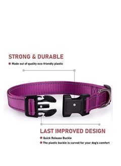 Y&D Reflective Dog Collar with Safety Locking Buckle Adjustable Nylon Pet Collars Quick Release for Small Medium and Large Dogs (Purple S)  - Image 4