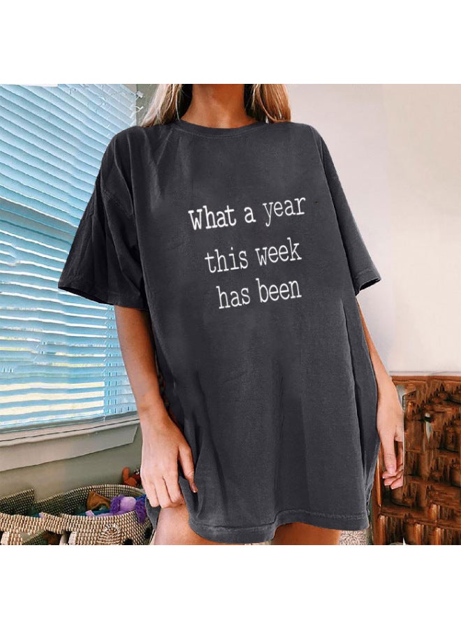 Spring And Summer New Print Round Neck Casual Short Sleeve Loose Fit Large Size - Image 1