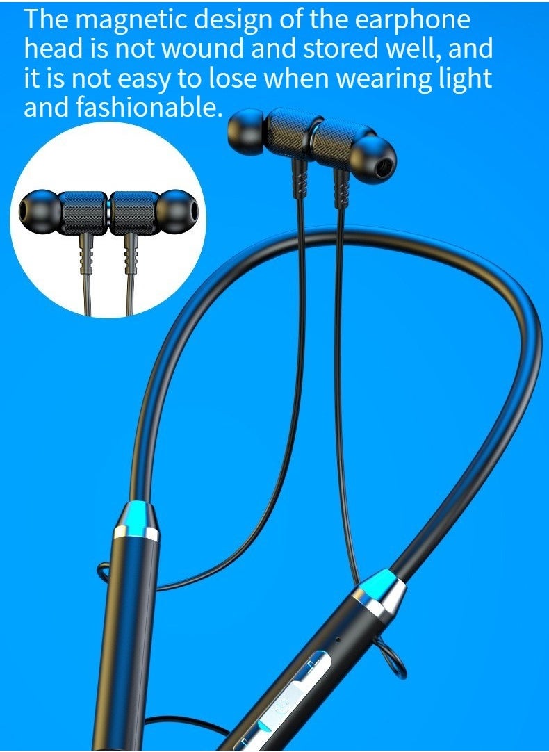 Generic New neck mounted Bluetooth wireless headset neck mounted two-ear sports headset blue  - Image 2