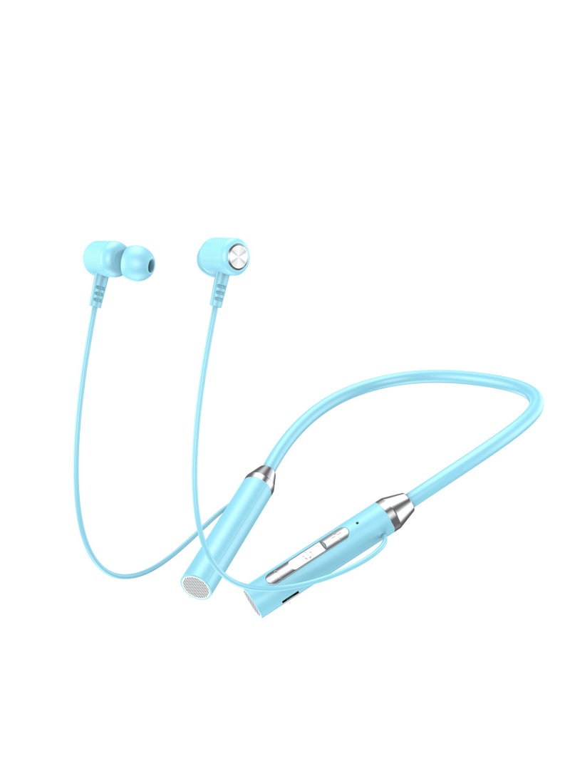 Generic New neck mounted Bluetooth wireless headset neck mounted two-ear sports headset blue  - Image 5