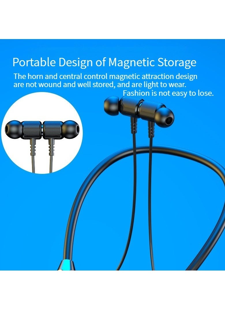 Generic New neck mounted Bluetooth wireless headset neck mounted two-ear sports headset blue  - Image 3