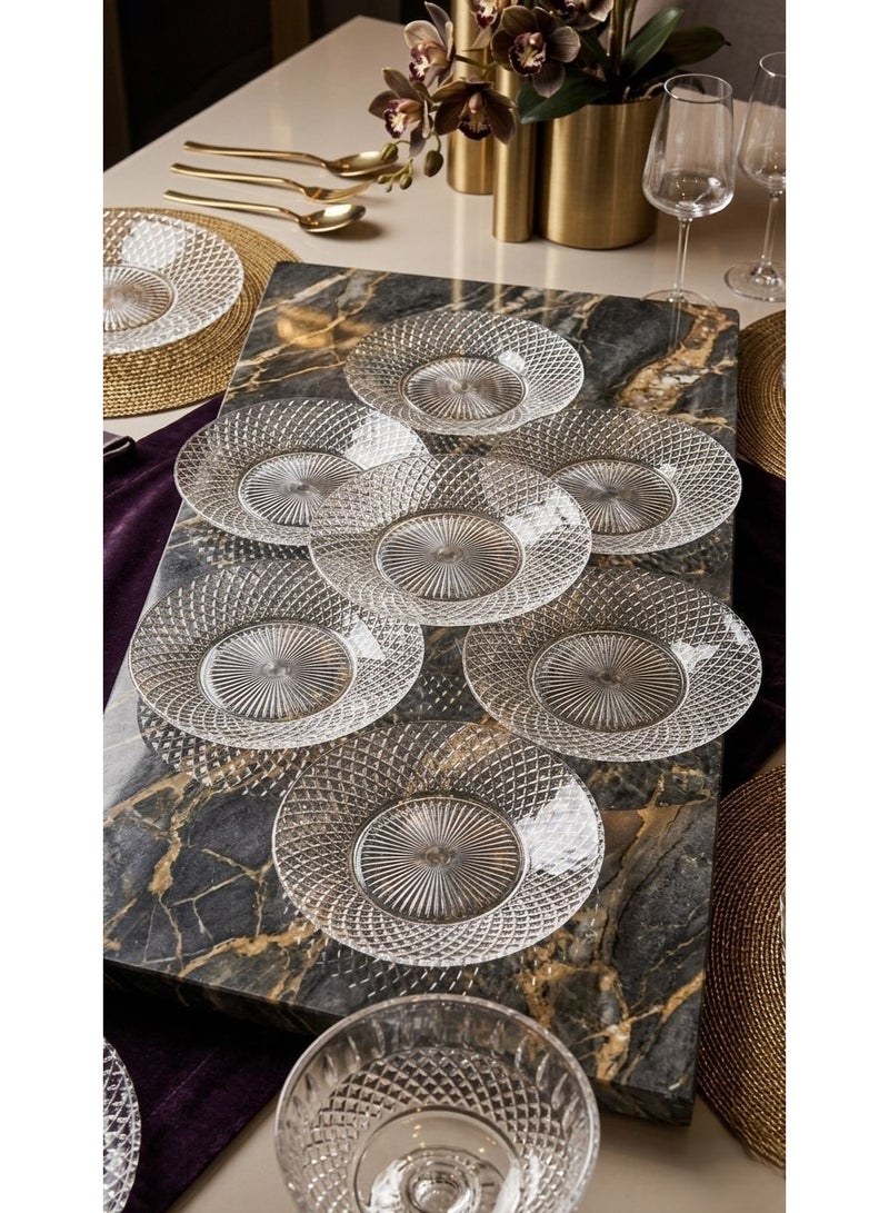 ريان طقم صحون تقديم زجاجية بتصميم عصري وراقي (6 قطع) مقاس (16cm) - Image 1